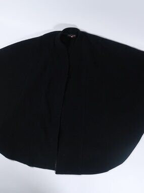 Classic Black Wool Cashmere Button Italian Cape Coat Size Medium